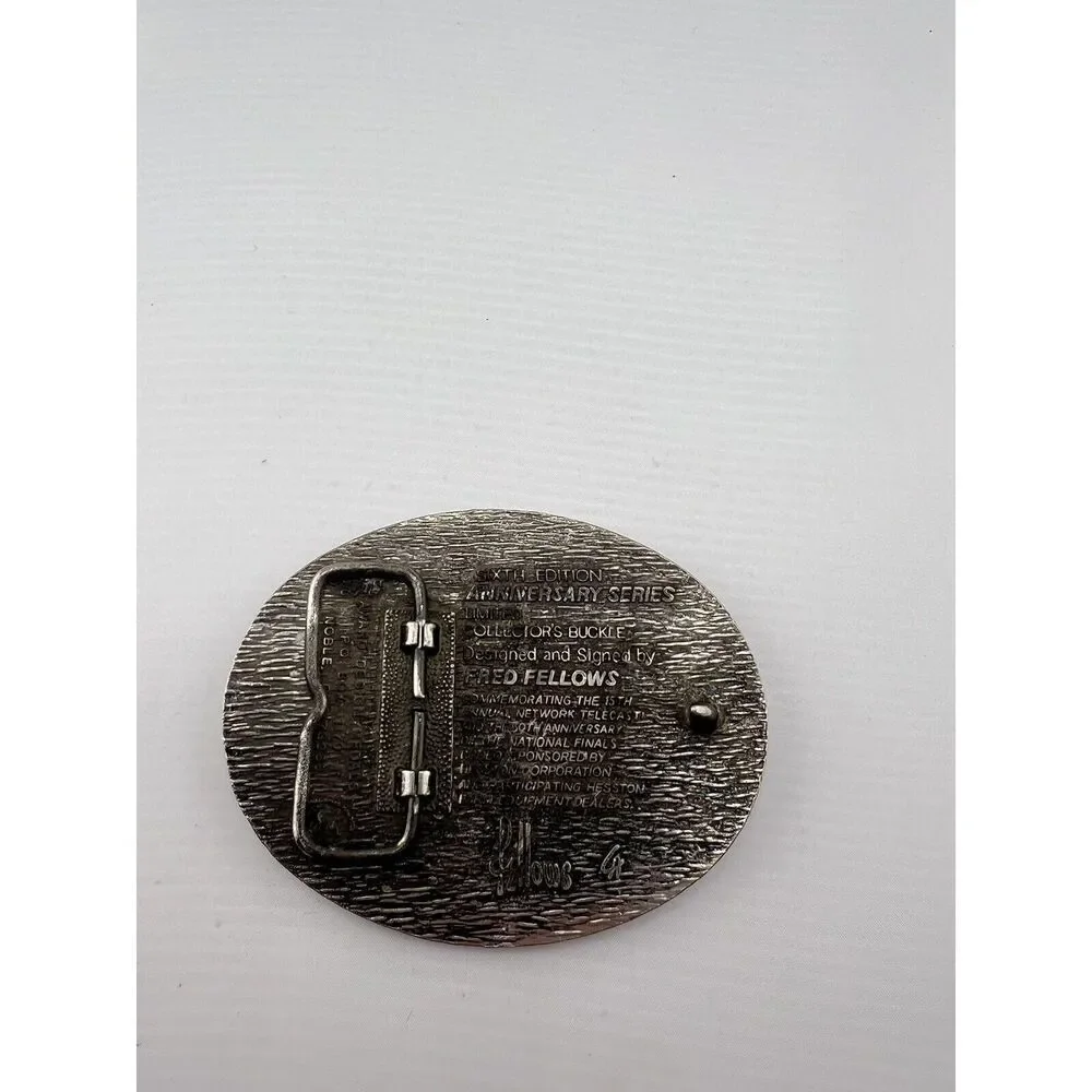Vintage 1988 National Finals Rodeo Western Belt Buckle Fred Fellows‎
